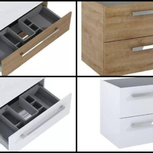 Vulcano Szekrény 71,6 x 46 x 52 cm, fehér, magasfényű és Barna